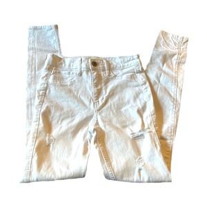 Hollister White Distressed High Rise Super Skinny Jeans